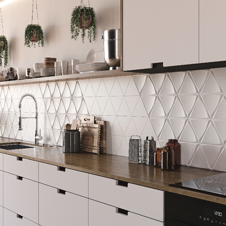 6 X 6 EVOKE TRIANGLE CHANNEL WHITE GLOSSY